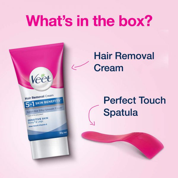 Veet Hair Removal Cream for Sensitive Skin - 30 g (Pack of 3) - Image 4