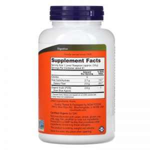 Alternative view of Now Inulin Prebiotic Pure Powder, Organic 227gm