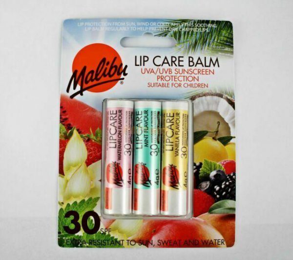 Malibu Sun Protection Lip Care Balm Blister Pack 3 * 4g
