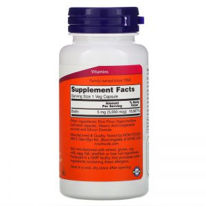 Alternative view of Now Foods, Biotin, 5,000 mcg, 60 Veg Capsules