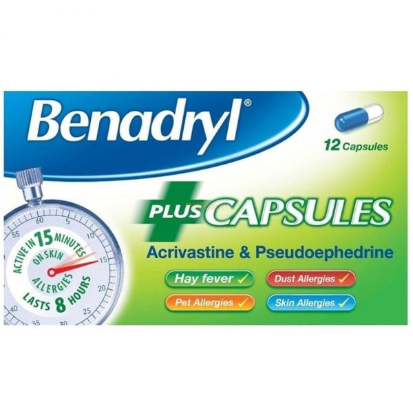 Benadryl Allergy Relief Plus Decongestant Capsules 12's