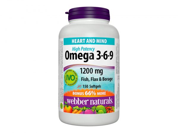 Webber Naturals Omega 3-6-9 1200mg Fish, Flax & Borage softgels 150's